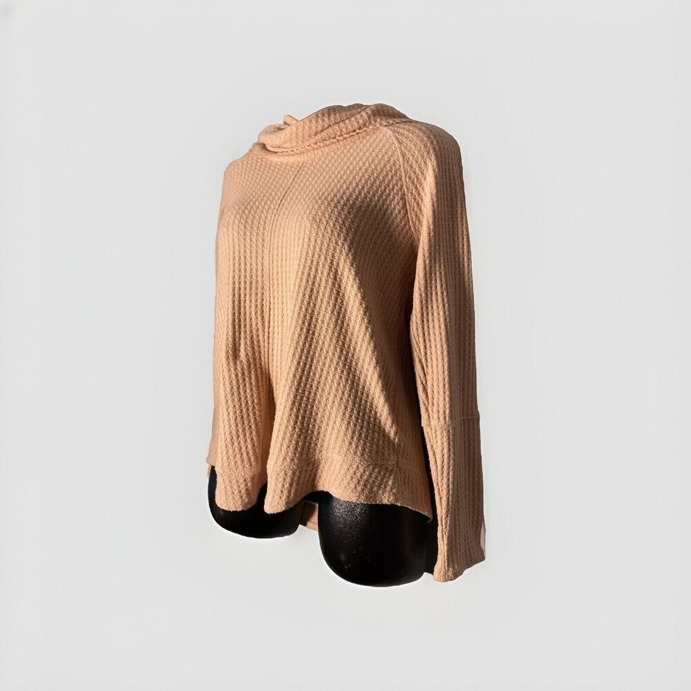 Cupid Cowl Neck Sweater Womens Pink Lite Waffle Style Large Form Fitting‎
